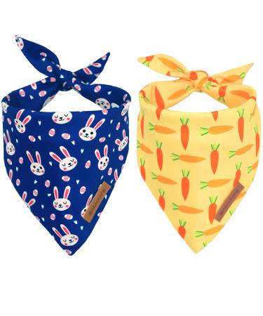 Realeaf Easter Dog Bandanas 2 Pack Triangle Reversible Pet Scarf for Boy and Girl Premium Durable Fabric Multiple Sizes Offered Bandana for Small Medium Large and Extra Large Dogs (Large) Easter Large