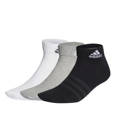 adidas Unisex Thin And Light Ankle Socks 3 Pairs Ankle Socks XL Medium Grey Heather/White/Black