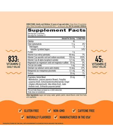 Airborne 750mg Vitamin C Gummies for Adults - Immune Support with Antioxidants Vit C & E - 2x63ct Assorted Fruit Flavor - Buy Online on GoSupps.com