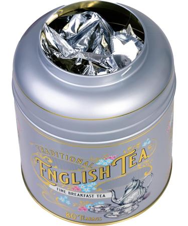 New English Teas Vintage Victorian Tea Caddy with 80 English Afternoon Teabags - Silver Tea Caddy - 80 Count Pack - Buy Online on GoSupps.com