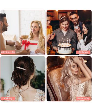 2 Pieces Pearl Hair Side Comb 15 Teeth Decorative Hair Combs Side Pearl Rhinestone Crystal Bridal Wedding Comb Hair Accessories for Women and Girls - Buy Online on GoSupps.com