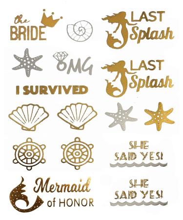 Bride to Be Gold Metallic Temporary Tattoos - 100+ Designs for Bachelorette Party - Buy Online on GoSupps.com