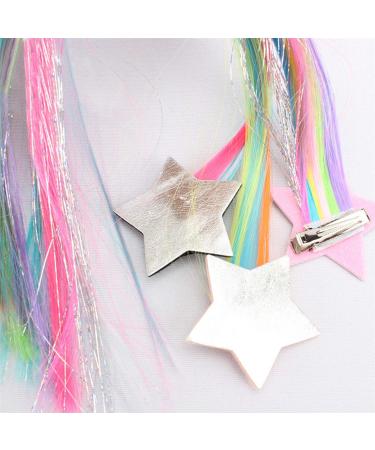 VEGCOO 4 Pieces Kids Hair Extension Rainbow Princess Unicorn Hair Clips Children Highlights Neon Colors Hairpin for Girls Princess Birthday Party Daily - Buy Online on GoSupps.com
