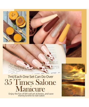 BORN PRETTY Fall Winter Gel Nail Polish Set - 21PCS Wine Red Orange Pumpkin Gray Green Colors Collection with Base&Top Coats - Caramelized Pumpkin Gel Series 7ML - Perfect Gift Set - Buy Online on GoSupps.com