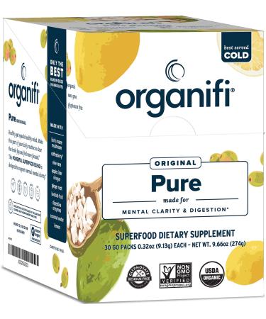 Organifi: Pure Smart Packs - Mental Clarity Superfood Solution - 30 Packets - Lemon Flavor - Promotes Normal BDNF Levels 0.23 Ounce (Pack of 30)