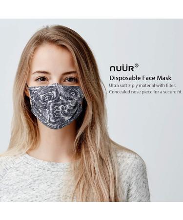 NU R 10pcs Paisley 3 Ply Disposable Face Mask with Filter Layer and Elastic Earloop - PAISLEY-009 - Buy Online on GoSupps.com