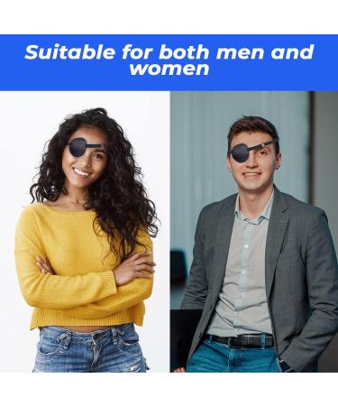 2 Black Adjustable Medical Eye Patches - Soft Neoprene, Comfortable Fit - Lazy Eye Patches for Left & Right Eyes - Adults & Kids - Buy Online on GoSupps.com