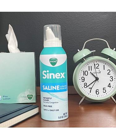 Vicks Sinex Saline Nasal Spray 5.0 fl oz - Drug-Free Relief for Sinus Congestion, Cold, Allergy - Ultra Fine Mist - Fast Clearing of Mucus - Daily Use - Buy Online on GoSupps.com