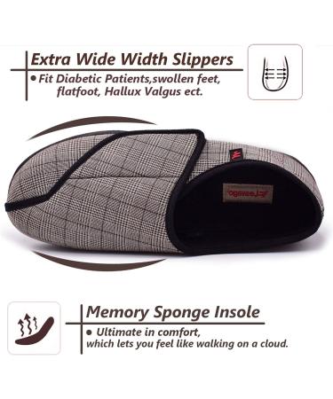 FZYUAN Wide Width Diabetic Slippers for Men Size 12 - Adjustable Closures, Memory Foam, Orthopedic Shoes for Elderly with Arthritis and Edema - Brown - Buy Online on GoSupps.com