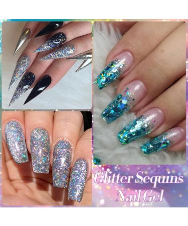  Sghtil Glitter Gel Polish | Shiny Gel for Pedicures - 8 Glitter Colors Kit for Nail Care Manicure and Pedicure Creations for Women - Buy Online on GoSupps.com