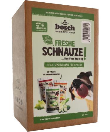 Bosch Freshe Schnauze - Pack of 6 x 200g Vegetable Tins - Mix of Red Green and Yellow Toppings for Dog Food - Suitable for Dry and Wet Food - Buy Online on GoSupps.com
