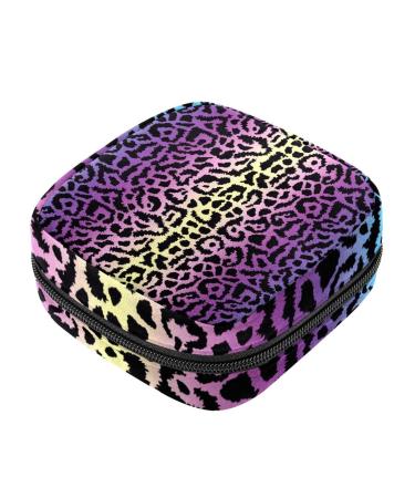 HomeDecorZone Abstract Leopard Animal Texture Period Bag Sanitary Napkin Storage Bag Portable Period Bags for Teen Girls Period Small Pouch Pad Bag for Feminine Products Multicoloured 04