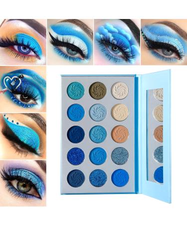 DE'LANCI Space Blue Eyeshadow Palette - 15 Color Cosmetics Pressed Pigment | Matte Shimmer Glitter | Long Lasting Formula - Buy Online on GoSupps.com
