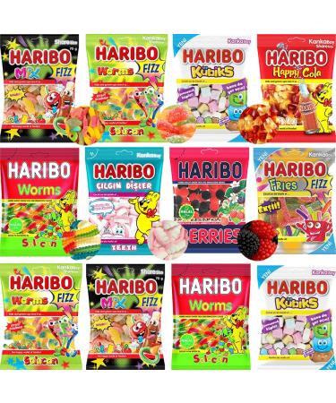 Halal Sweets Bag - Fizzy Mix Fizzy Worms Happy Cola Bottles Berries Fizzy Fries - Random Sweets Bag (2 Bags)