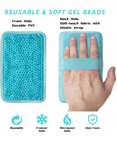 Gel Beads Ice Pack with Strap - Reusable Hot & Cold Compress for Various Body Parts - 7.76''x4.93'' (Blue) - Buy Online on GoSupps.com