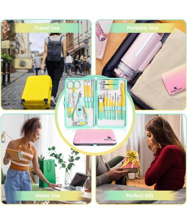 Keiby Citom Manicure Set 18pcs Professional Nail Clippers Kit Pedicure Care Tools-Stainless Steel Grooming Tools With Rose Gold PU Leather Case for Travel & Home (Color) - Buy Online on GoSupps.com