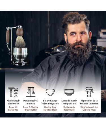 Vintage Shaving Set for Men | Complete Old Style Razor Brush & Stainless Steel Holder - Buy Online on GoSupps.com