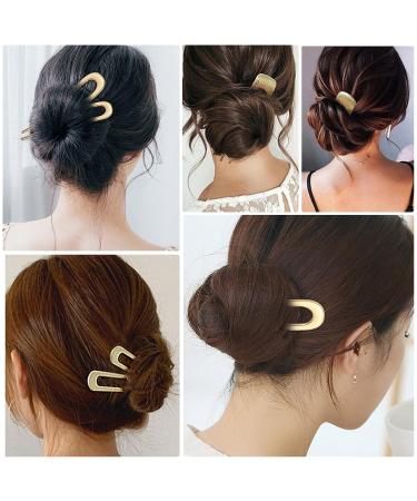 4Pcs Plus-Size U-Shaped French Hair Pins for Longer & Thicker Hair - 5.11Inch Metal Vintage Hair Sticks (2 Styles) - Buy Online on GoSupps.com