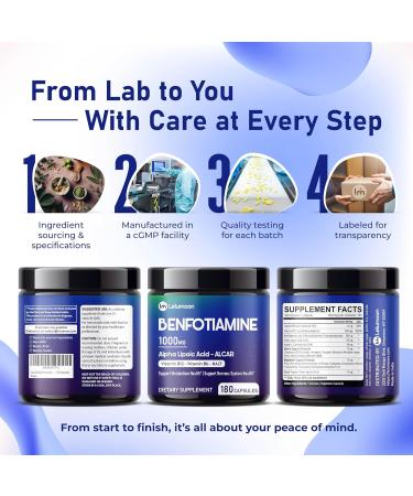 Premium Benfotiamine 990 mg with ALA, ALCAR, B12, Citicoline & NALT Supports Energy Metabolism & Nerve Function 180 Capsules 180 count (pack of 1) - Buy Online on GoSupps.com