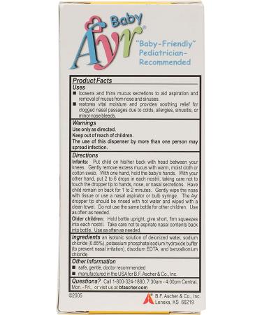 Baby Ayr Saline Nose Spray/Drops 1 Fl Oz (Pack of 6) - Gentle Nasal Relief for Infants - Buy Online on GoSupps.com