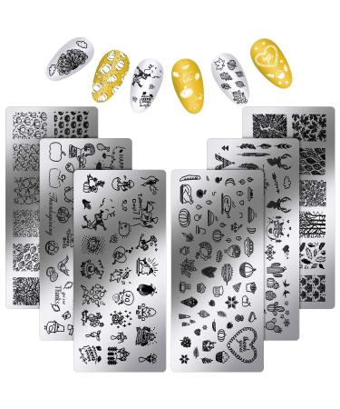 6 Pieces Thanksgiving Stamping Plates Fall Nail Stamping Plates Nail Stamper Templates Nail Design Stamps Stencils for Nail Design Decoration - Buy Online on GoSupps.com