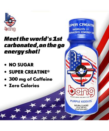 Bang Energy Military Shots Purple Kiddles(TM) 3 Fl Oz - Pack of 12 | Carbonated Energy Shot with Super Creatine - Buy Online on GoSupps.com