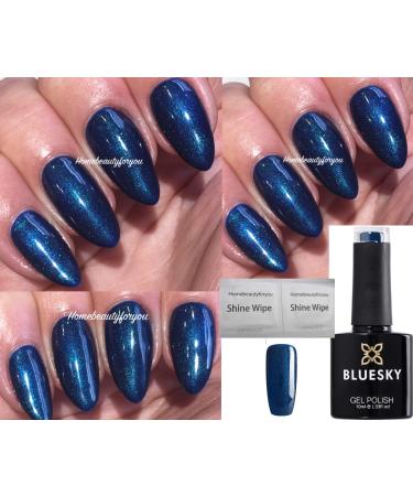 Bluesky Nail Gel Polish Blue Shimmer Peaclock Plume Contradictions 80603 UV LED Soak Off 10ml