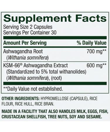 Ashwagandha 1300 mg Extra Strength 60 Vegetarian Capsules Ashawanda Capsulas Ashwagandha Supplements for Women and Men Gluten Free Non-GMO - Buy Online on GoSupps.com