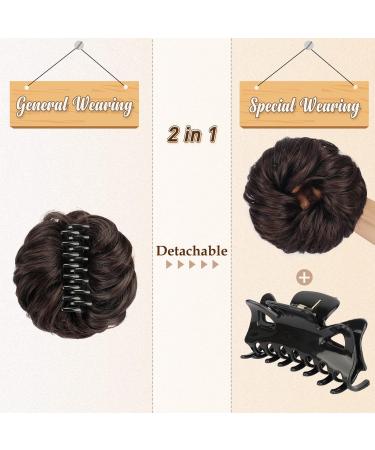 BARSDAR Claw Clip Messy Bun Hairpiece | Curly Synthetic Hair Extension for Women | Natural Black mix Chestnut Brown | Updo Chignon - Buy Online on GoSupps.com