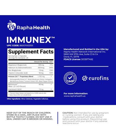 RAPHA HEALTH Immune 247 - Immune and Wellness Support | Gut & Antioxidant Booster | Magnesium Selenium Zinc Vitamin C Ashwagandha | 90 Capsules - 30 Servings - Buy Online on GoSupps.com