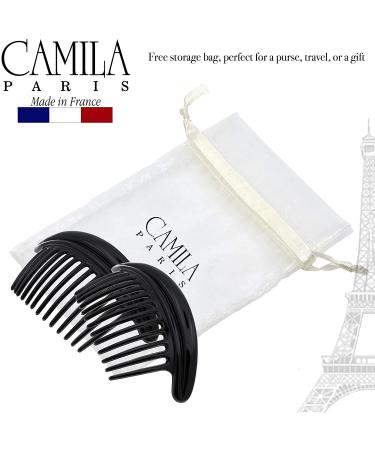 Camila Paris MP978/2 French Hair Side Combs - Black Curved Interlocking Combs for Strong Hold Bun Chignon - Women's Hair Accessories from France - Buy Online on GoSupps.com