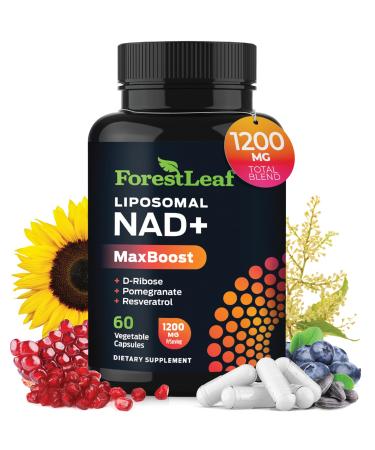 ForestLeaf NAD Resveratrol Capsules Liposomal NAD Supplement for Women and Men with D-Ribose and Pomegranate NAD+ for Energy Focus and Anti-Aging Support NMN Supplement Alternative (60 Caps) NAD+ Resveratrol 60 Count (P