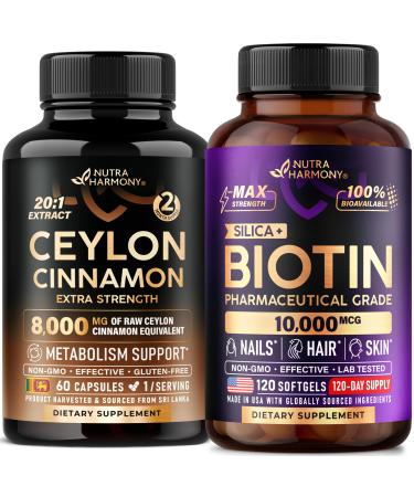 NUTRAHARMONY Ceylon Cinnamon Capsules & Biotin with Silicon Softgels
