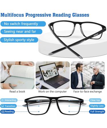 Buy Photochromic Progressive Multifocus Reading Glasses for Men - TR90 Frame Blue Light Blocking No Line 2.5x Multifocal Readers in Black - International Shipping Available - Buy Online on GoSupps.com
