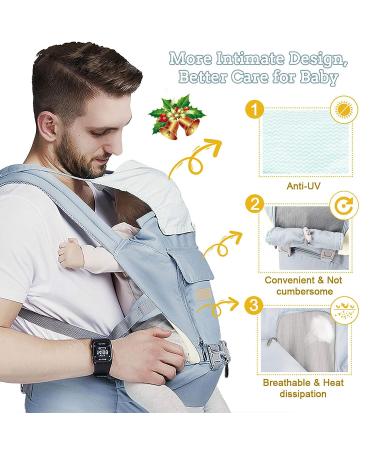 FRUITEAM 6-in-1 Baby Carrier with Hip Seat - Blue | Adjustable for Newborn to Toddler | Breastfeeding-Friendly - Buy Online on GoSupps.com