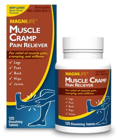 MagniLife Muscle Cramp Pain Reliever All-Natural Acting Muscle Pain Relief to Soothe Stiffness and Discomfort in Legs Back Feet Hips and Joints - 125 Tablets