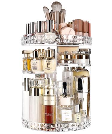 Makeup Organizer for Vanity - ZQQZAN 360 Rotating Makeup Organizer Perfume Organizer Clear Makeup Organizer with 6 Adjustable Layers