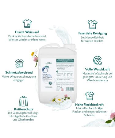HAKA White Textiles Detergent - 3L Canister | Radiant White & Wrinkle Protection | Premium Smoothing Formula - Buy Online on GoSupps.com