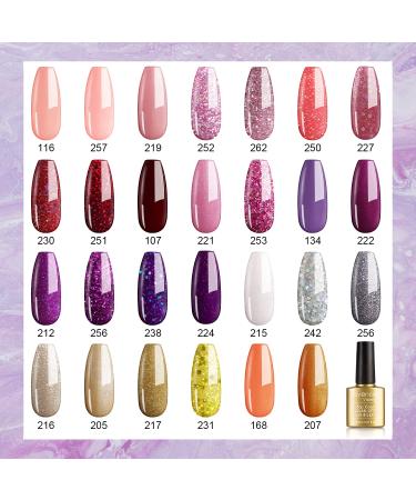 Lavender Violets Gel Nail Polish Kit - 27+3 Classic & Glitter Colors - Soak-off UV Nail Gel Set with Base, Matte & Glossy Top Coat - C971 - Buy Online on GoSupps.com