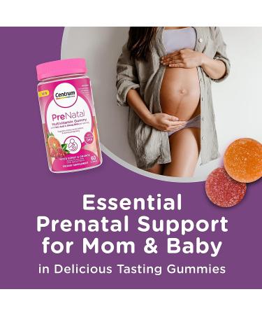 Centrum Prenatal Multivitamin Gummies with DHA and Folic Acid - 60 Count, Mixed Berry & Orange Flavors, 30 Day Supply - Buy Online on GoSupps.com
