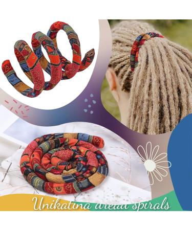Spiral Lock Hair Tie Dreadlock Accessory Bendable Hair Ties Long Dreads Bun Wrap Ponytail Wrap Tie Thick Curly for Women and Men Ponytail Holders (Red Pattern) - Buy Online on GoSupps.com