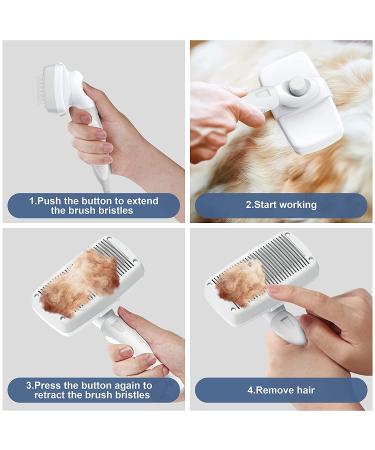 Crala Self Cleaning Slicker Brush- Pet Grooming Shedding Tool for Short & Long Haired Dogs & Cats- Removes Loose Undercoat, Mats & Tangles- White - Buy Online on GoSupps.com