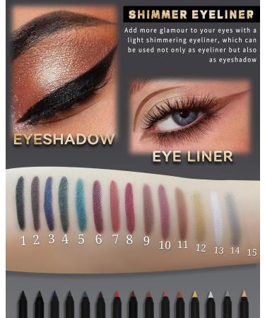 Gold Shimmer Eyeliner Pencil Sharpenable Multi-Use Colored Gel Eyeliner Waterproof Smudge-Proof Long Wear Waterline Eye Liner Pen with Sharpener Smooth Cream High Pigmented Eye Makeup for Stage-12 12 Gold - Buy Online on GoSupps.com