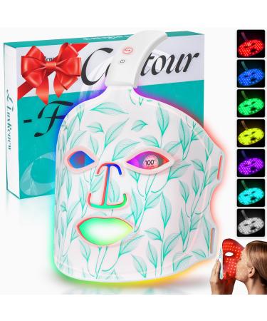 BUBLOC Red Light Therapy Mask Led Contour Face Mask Light Therapy 7+1 Color Near-infrared 850 Red Light Face Mask Portable and Rechargeable Red Light Therapy At Home and Wireless Led Face Mask