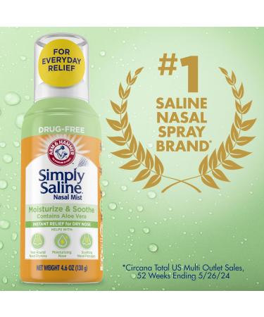 ARM & Hammer Simply Saline Moisturize & Soothe Nasal Mist Drug-Free Moisturizing Saline Nasal Spray for Instant Relief for Dry Nose 4.6 Oz (130 g) 3 Pack - Buy Online on GoSupps.com