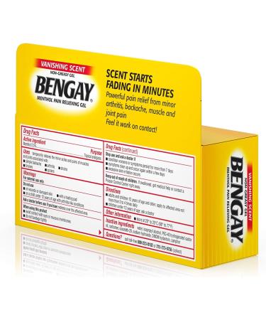 Vanishing Scent Bengay Pain Relief Gel - 2 oz | Non-Greasy Topical Pain Reliever with Cooling Menthol - Buy Online on GoSupps.com