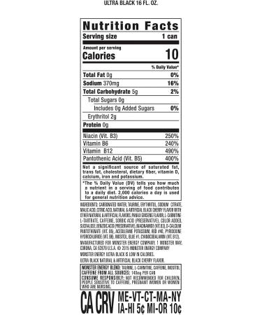 Monster Energy Ultra Black Energy Drink 473 ml Cherry 473 ml (Pack of 1) - Buy Online on GoSupps.com