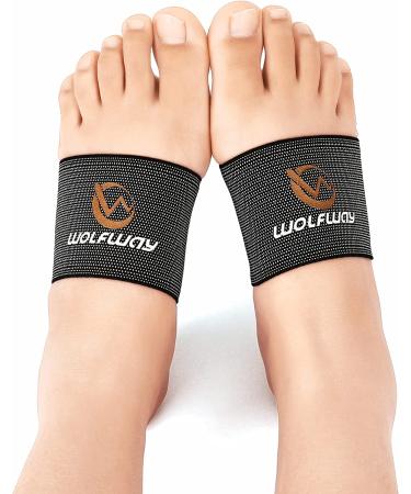 WOLFWAY Copper Arch Support for Foot Pain Relief - Plantar Fasciitis Braces Compression Socks for Men and Women - 1 Pair Black, One Size Fits All (Pack of 2) - Buy Online on GoSupps.com
