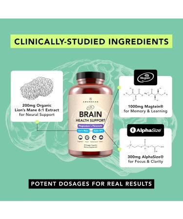 AMANDEAN Nootropic Brain Supplements for Memory and Focus Improves Mental Clarity and Cognitive Function Magnesium L-Threonate (Magtein) Lions Mane and Alpha GPC - (90 Veggie Capsules) - Buy Online on GoSupps.com