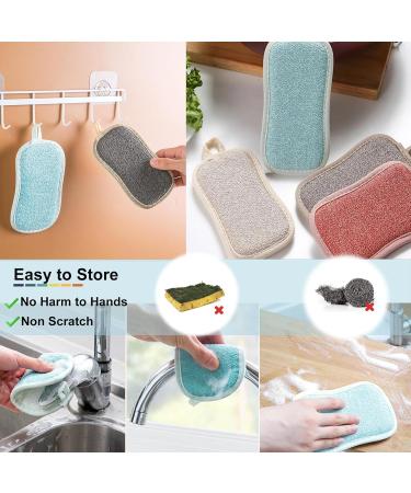 Reusable Microfiber Kitchen Cleaning Sponges - 4 Pack Multicolored Pot & Dish Scrubbers - Buy Online on GoSupps.com